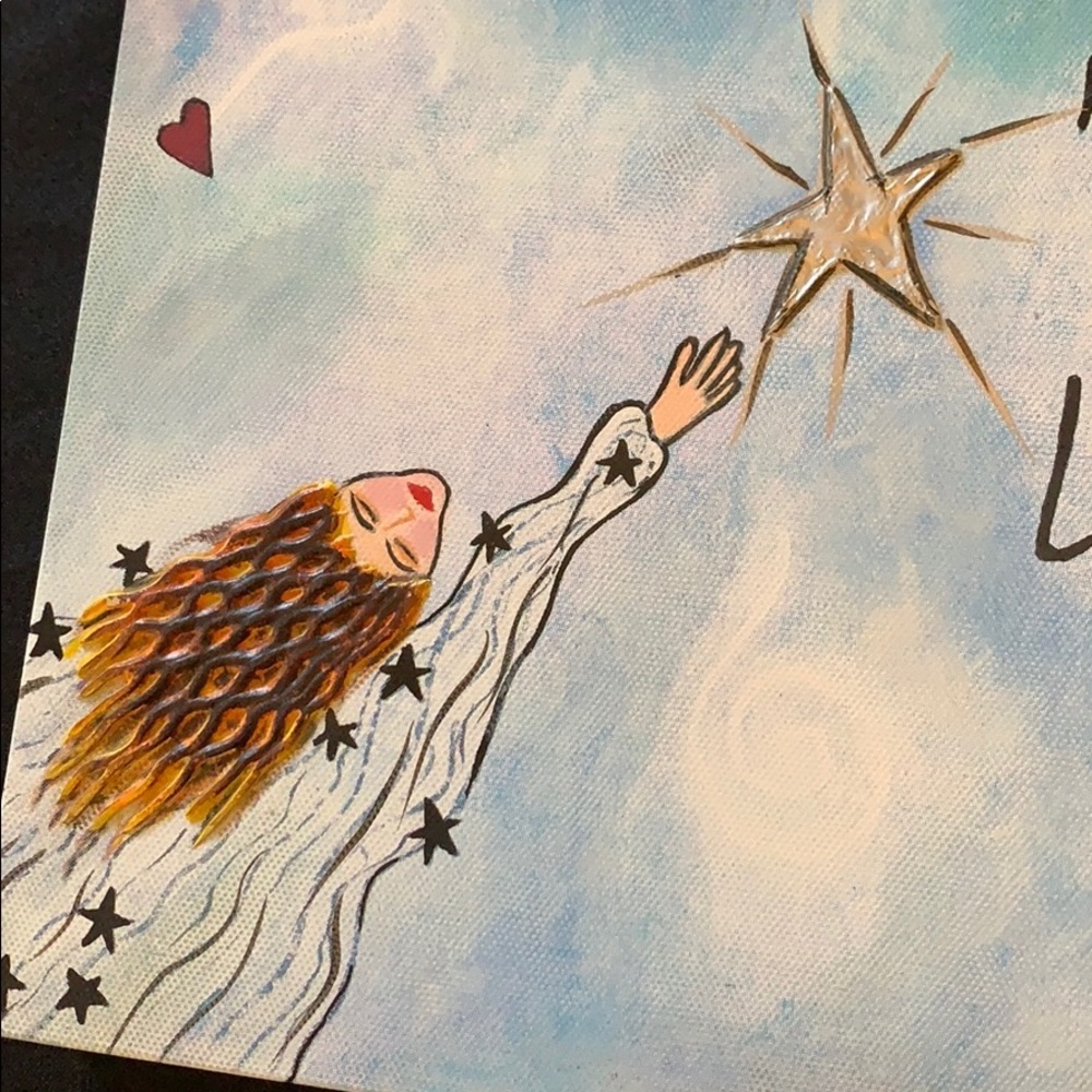 Hand painted art  “shoot for the moon” - Picture 2 of 8